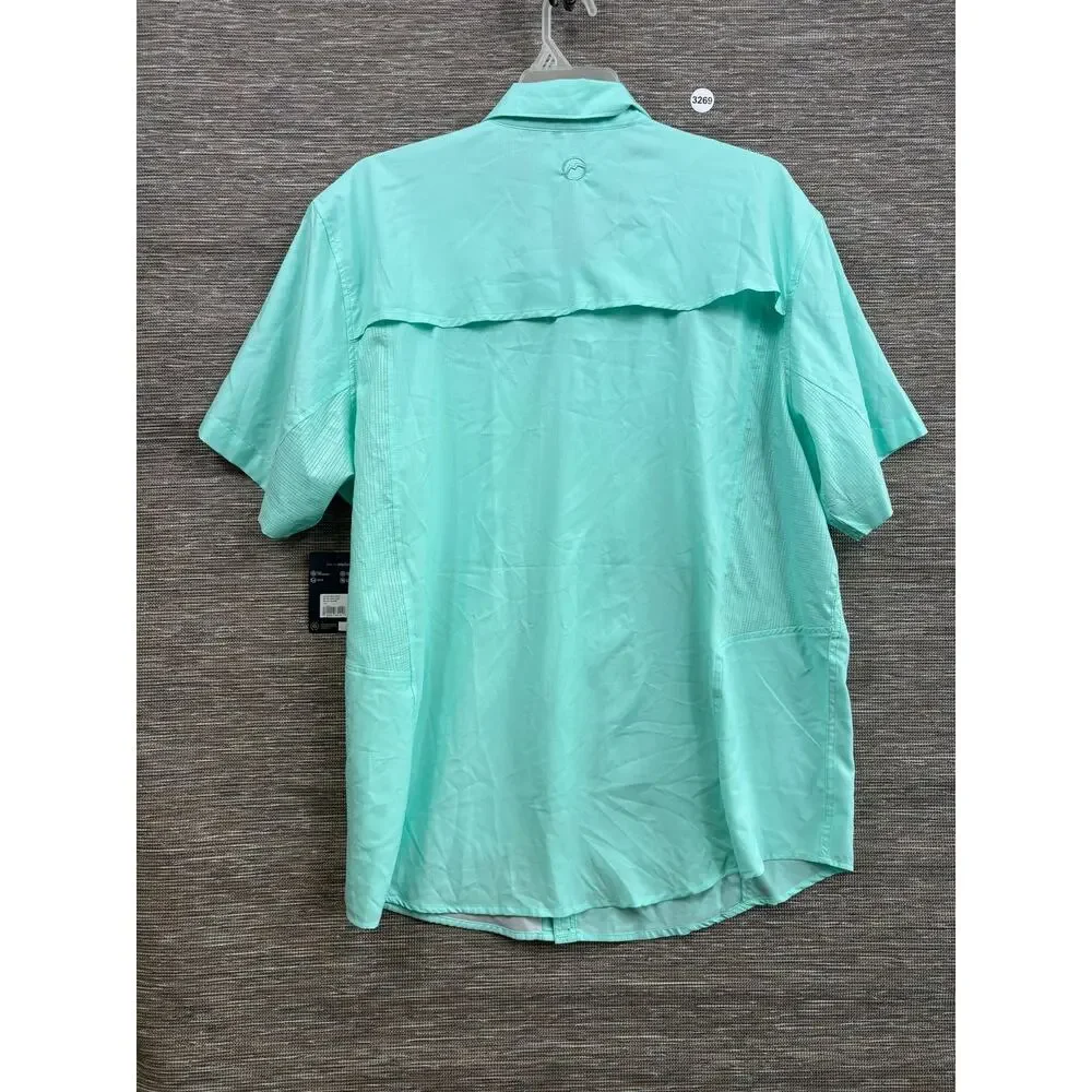 Magellan Outdoors Shirt Mens 2XL Green Short Sleeve Vented Fishing Button Up